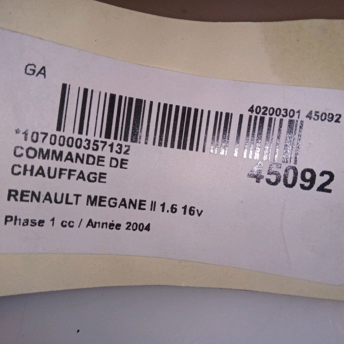 Commande de chauffage occasion RENAULT MEGANE II Phase 1 09-2003->12-2005 1.6 16v 7701208976 4