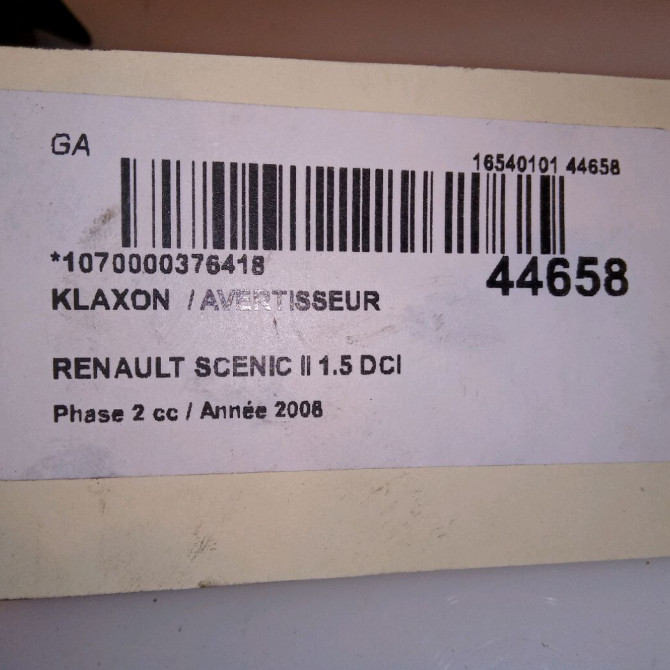 Klaxon  / avertisseur occasion RENAULT SCENIC II Phase 2 09-2006->04-2009 1.5 DCI 105ch 8200491390 4