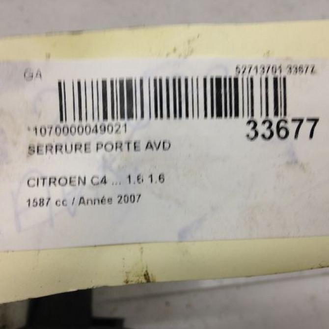 Serrure porte avd occasion CITROEN C4 I Phase 1 11-2004->07-2008 1.6i 16v 9136ES 4