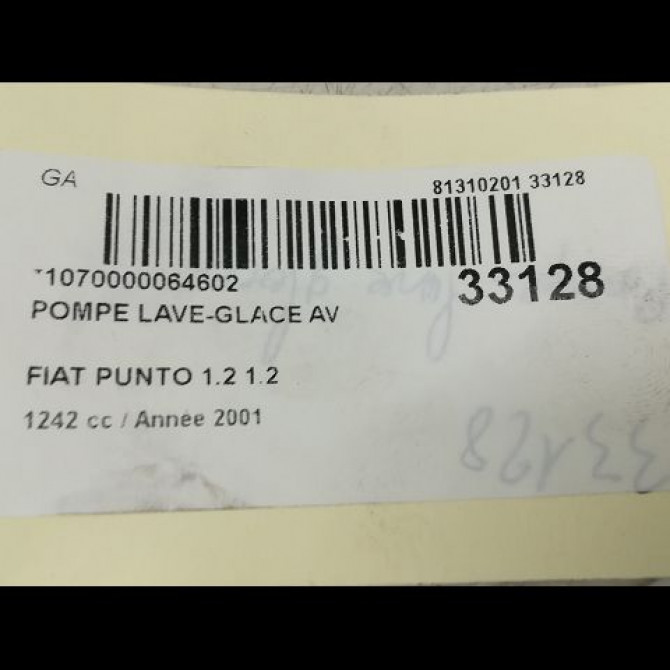 Pompe lave-glace avant occasion FIAT PUNTO II Phase 1 10-1999->05-2003 60 71719636 3