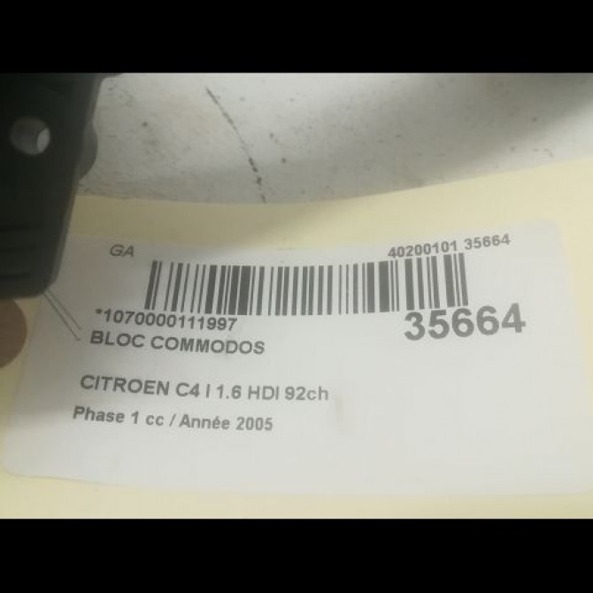 Bloc commodos occasion CITROEN C4 I Phase 1 11-2004->07-2008 1.6 HDI 92ch 624345 5
