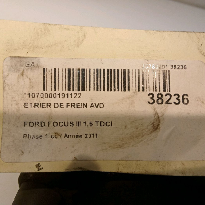 Etrier de frein avant droit occasion FORD FOCUS III Phase 1 01-2011->04-2015 1.6 TDCI 115ch 1682875 4