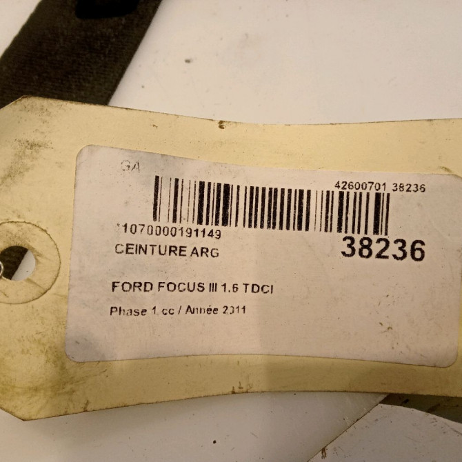 Ceinture arrière gauche occasion FORD FOCUS III Phase 1 01-2011->04-2015 1.6 TDCI 115ch 1743695 5