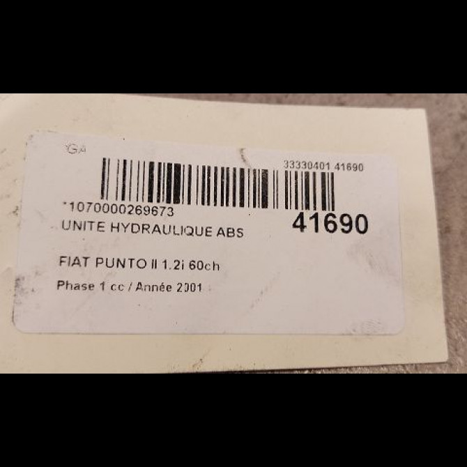 Unité hydraulique ABS occasion FIAT PUNTO II Phase 1 10-1999->05-2003 1.2i 60ch 71714723 3