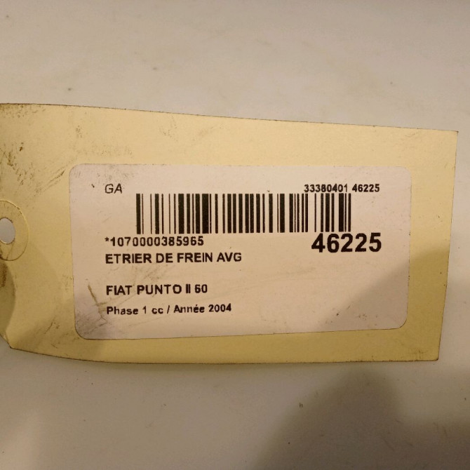 Etrier de frein avant gauche occasion FIAT PUNTO II Phase 1 10-1999->05-2003 60 77364841 3