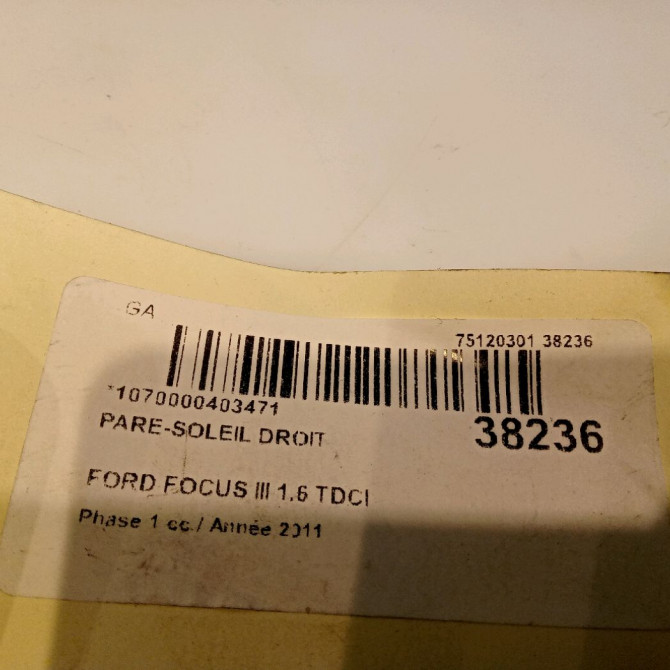 Pare-soleil droit occasion FORD FOCUS III Phase 1 01-2011->04-2015 1.6 TDCI 115ch 1769420 4