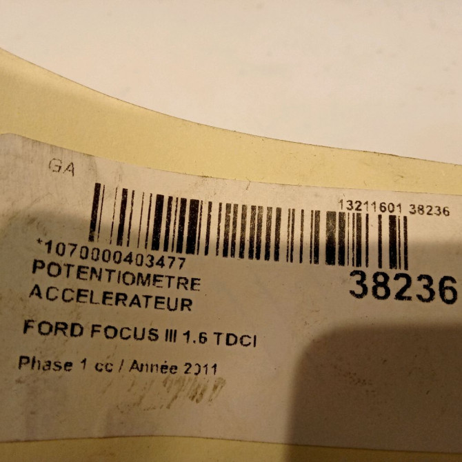 Potentiometre accelerateur occasion FORD FOCUS III Phase 1 01-2011->04-2015 1.6 TDCI 115ch 4
