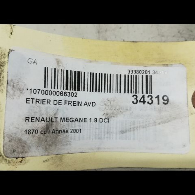 Etrier de frein avant droit occasion RENAULT MEGANE I Phase 2 03-1999->06-2003 1.9 DCI 7701205833 4
