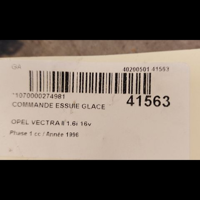 Commande essuie glace occasion OPEL VECTRA II Phase 1 11-1995->02-1999 1.6i 16v 90413242 3