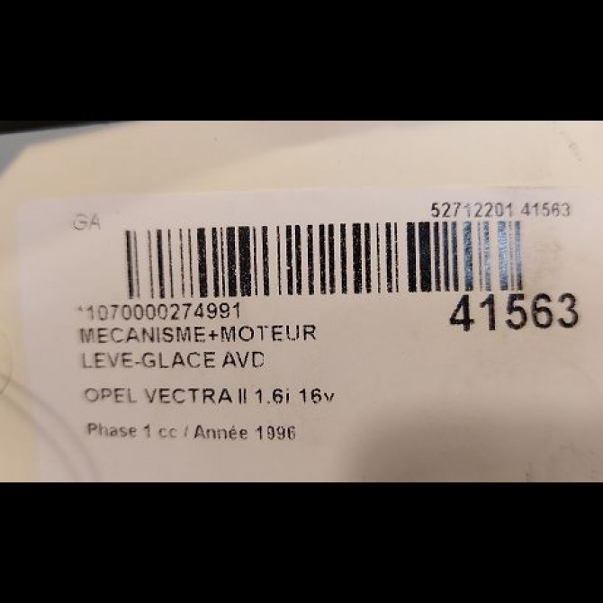 Mecanisme + moteur lève-glace avant droit occasion OPEL VECTRA II Phase 1 11-1995->02-1999 1.6i 16v 90512644 3