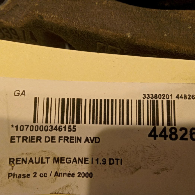 Etrier de frein avant droit occasion RENAULT MEGANE I Phase 2 03-1999->06-2003 1.9 DTI 4