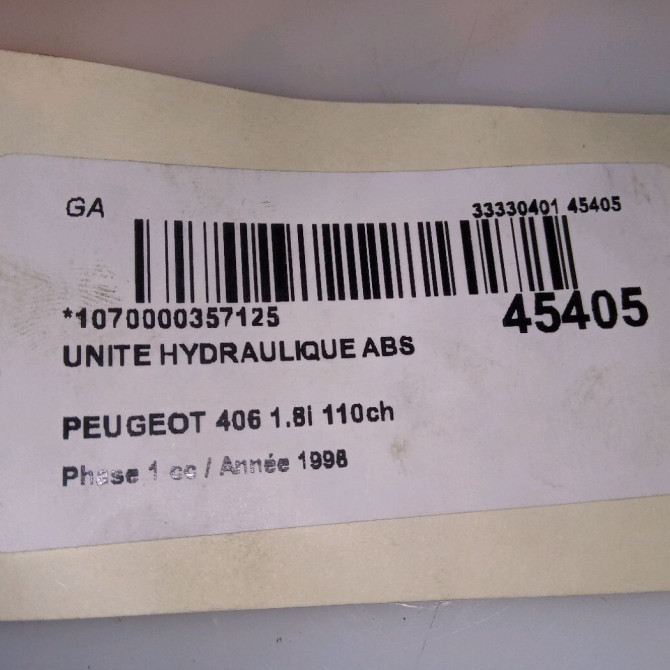 Unité hydraulique ABS occasion PEUGEOT 406 Phase 1 10-1995->04-1999 1.8i 110ch 454139 5