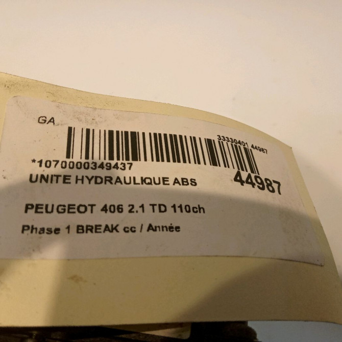 Unité hydraulique ABS occasion PEUGEOT 406 Phase 1 04-1995->04-1999 2.1 TD 110ch 454139 5