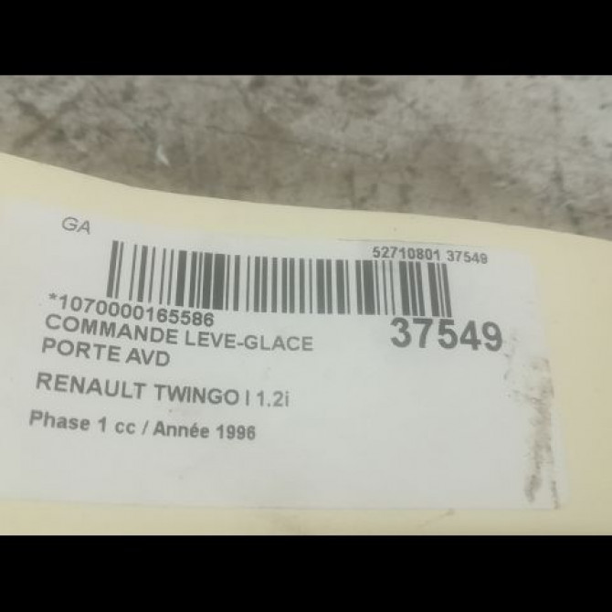 Commande lève-glace porte avant droite occasion RENAULT TWINGO I Phase 1 04-1993->08-1998 1.2i 55ch 7700838097 3