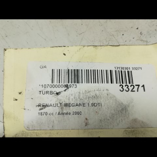 Turbo occasion RENAULT MEGANE I Phase 2 03-1999->06-2003 1.9 DTI 7701473551 6