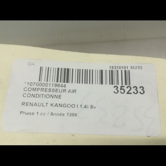 Compresseur air conditionne occasion RENAULT KANGOO I Phase 1 09-1997->06-2003 1.4i 8v 75ch 8200953358 5