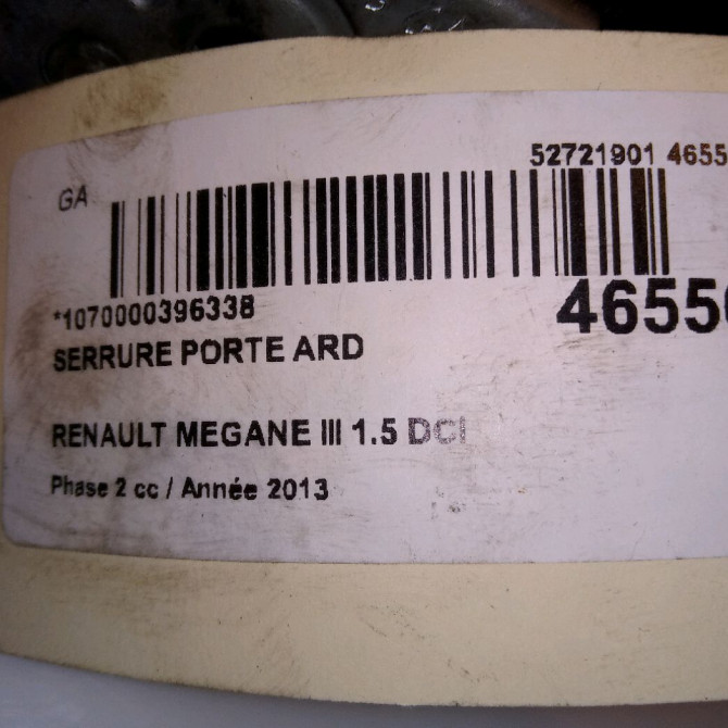 Serrure porte ard occasion RENAULT MEGANE III Phase 2 01-2012->06-2014 1.5 DCI 110ch 825020002R 5