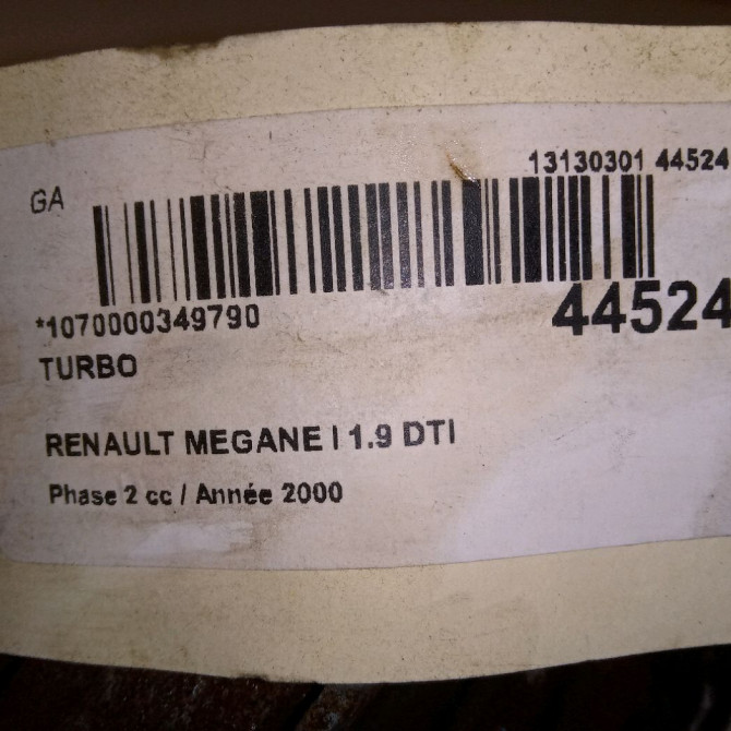 Turbo occasion RENAULT MEGANE I Phase 2 03-1999->06-2003 1.9 DTI 7701473551 7
