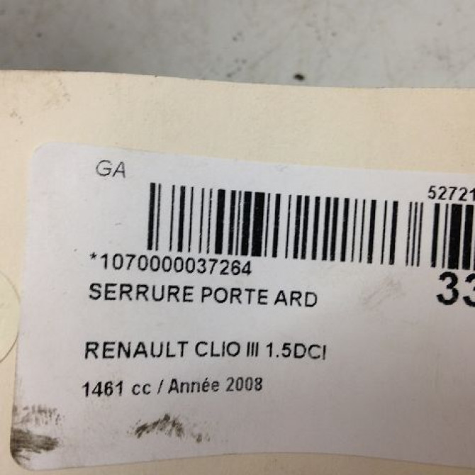 Serrure porte ard occasion RENAULT CLIO III Phase 1 09-2005->03-2009 1.5 DCI 105ch 8200300129 4
