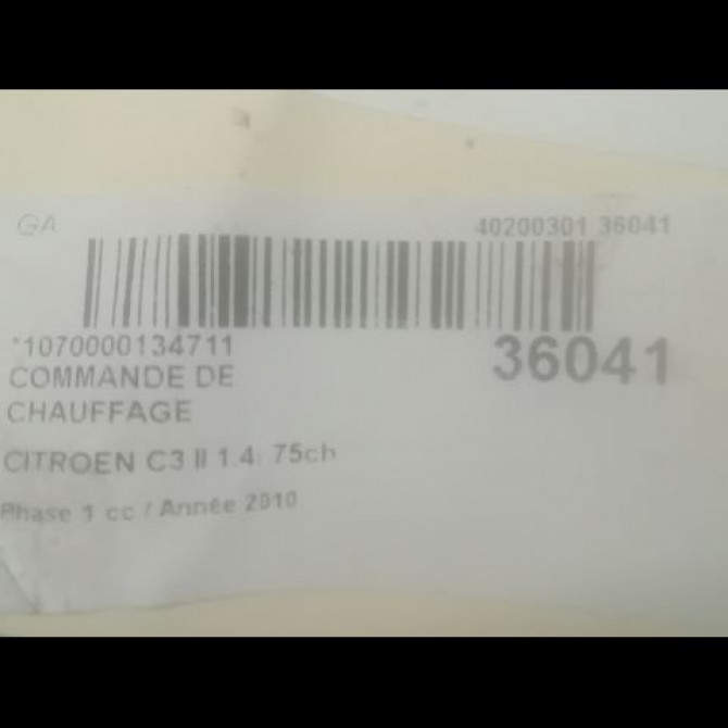 Commande de chauffage occasion CITROEN C3 II Phase 1 11-2009->02-2013 1.4i 75ch 9675400280 3