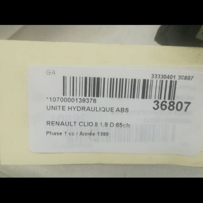 Unité hydraulique ABS occasion RENAULT CLIO II Phase 1 03-1998->06-2001 1.9 D 65ch 7701046407 4