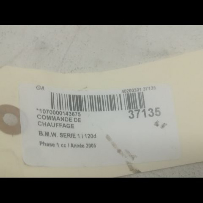 Commande de chauffage occasion B.M.W. SERIE 1 I Phase 1 05-2004->12-2006 120d 64119313740 3