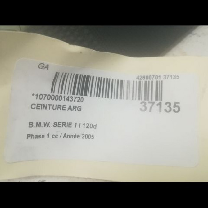 Ceinture arrière gauche occasion B.M.W. SERIE 1 I Phase 1 05-2004->12-2006 120d 72119139832 4