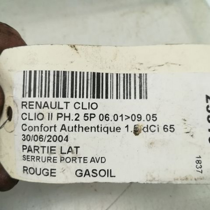 Serrure porte avd occasion RENAULT CLIO II Phase 1 03-1998->06-2001 1.2i 8200350432 4