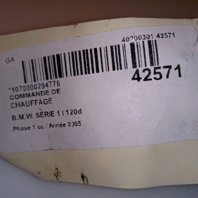 Commande de chauffage occasion B.M.W. SERIE 1 I Phase 1 05-2004->12-2006 120d 64119313740 4