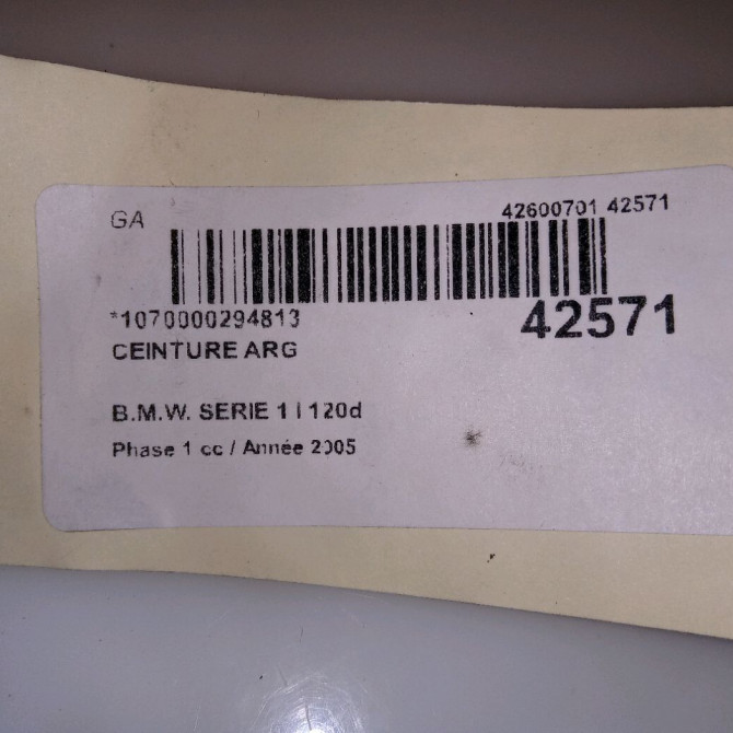 Ceinture arrière gauche occasion B.M.W. SERIE 1 I Phase 1 05-2004->12-2006 120d 72119139832 4
