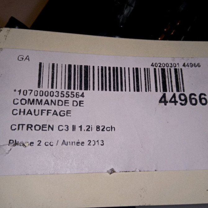 Commande de chauffage occasion CITROEN C3 II Phase 2 03-2013->12-2016 1.2i 82ch 9675400280 4