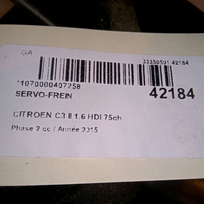 Servo-frein occasion CITROEN C3 II Phase 2 03-2013->12-2016 1.6 HDI 75ch 4535EK 4