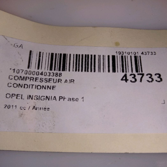 Compresseur air conditionne occasion OPEL INSIGNIA Phase 1 01-2009->03-2013 13262838 7