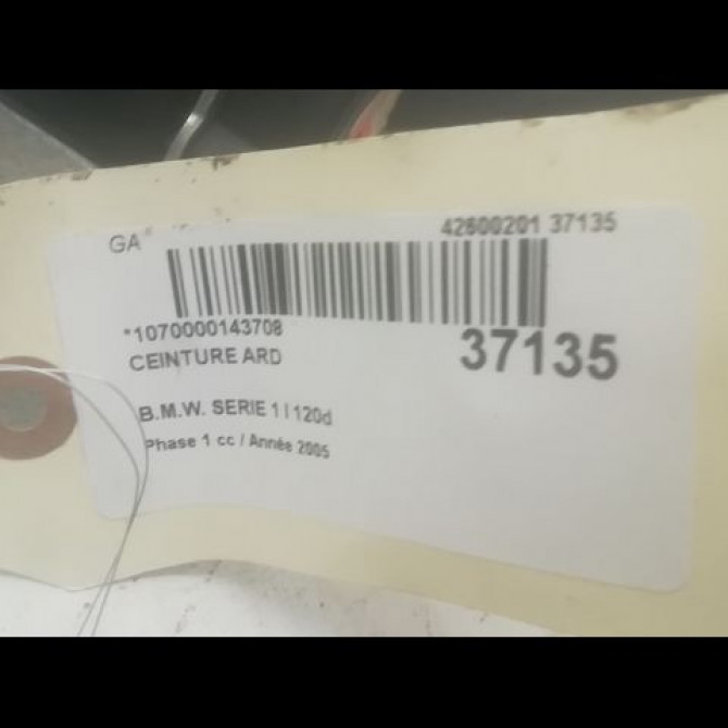Ceinture arrière droite occasion B.M.W. SERIE 1 I Phase 1 05-2004->12-2006 120d 72119139832 4