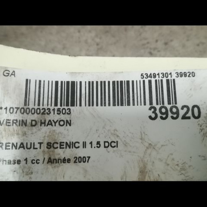 Verin droit hayon occasion RENAULT SCENIC II Phase 1 03-2004->09-2006 1.5 DCI 105ch 8200616559 2