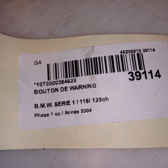 Bouton de warning occasion B.M.W. SERIE 1 I Phase 1 05-2004->12-2006 118i 129ch 61319196712 4