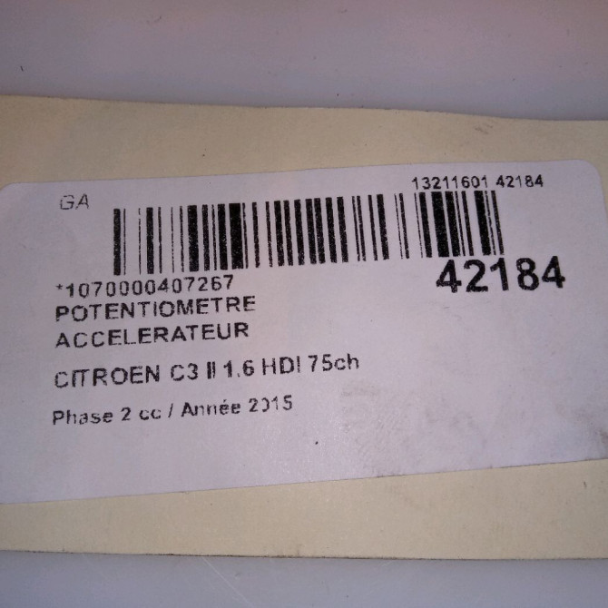 Potentiometre accelerateur occasion CITROEN C3 II Phase 2 03-2013->12-2016 1.6 HDI 75ch 5