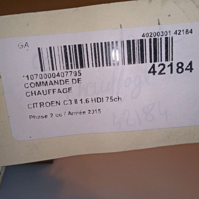 Commande de chauffage occasion CITROEN C3 II Phase 2 03-2013->12-2016 1.6 HDI 75ch 9675400280 4