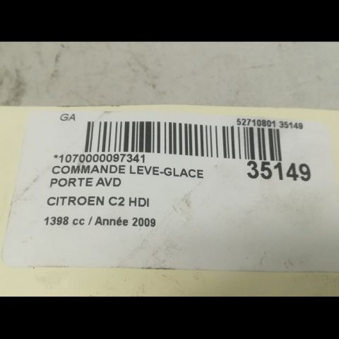 Commande lève-glace porte avant droite occasion CITROEN C2 Phase 2 05-2008->12-2009 1.4 HDi 70ch 6554L7 3