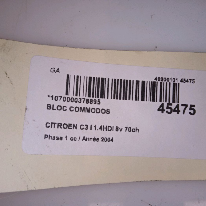 Bloc commodos occasion CITROEN C3 I Phase 1 04-2002->10-2005 1.4HDI 8v 70ch 6239VA 4