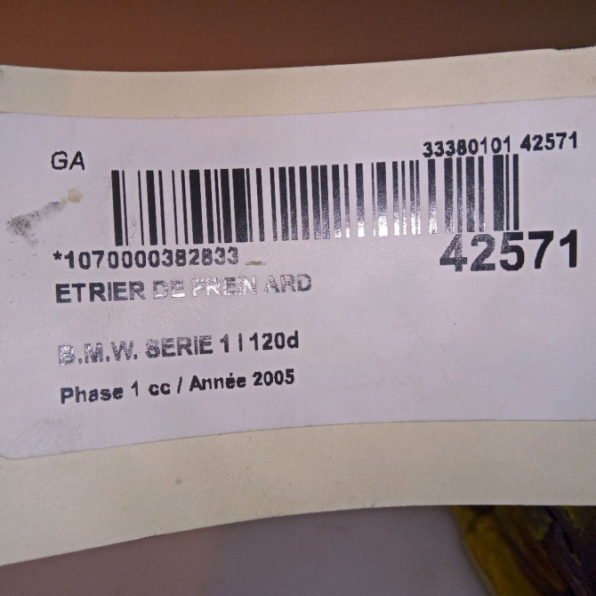 Etrier de frein arrière droit occasion B.M.W. SERIE 1 I Phase 1 05-2004->12-2006 120d 34216768694 4