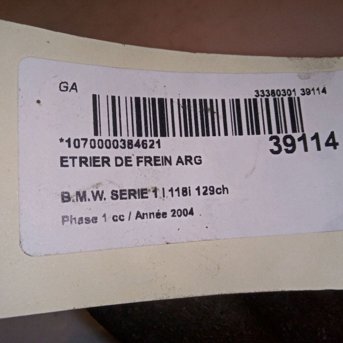 Etrier de frein arrière gauche occasion B.M.W. SERIE 1 I Phase 1 05-2004->12-2006 118i 129ch 34216768697 4