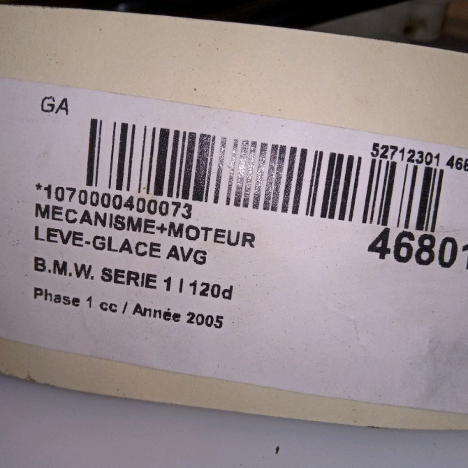 Mecanisme+moteur leve-glace avg occasion B.M.W. SERIE 1 I Phase 1 05-2004->12-2006 120d 4