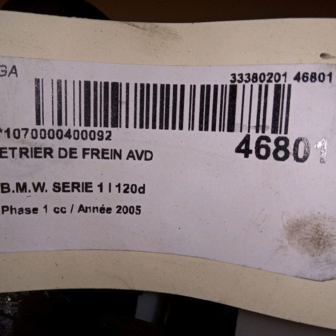 Etrier de frein avant droit occasion B.M.W. SERIE 1 I Phase 1 05-2004->12-2006 120d 4