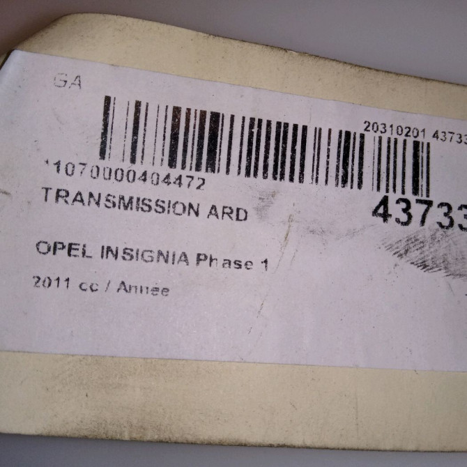 Transmission arrière droite occasion OPEL INSIGNIA Phase 1 01-2009->03-2013 22823298 3
