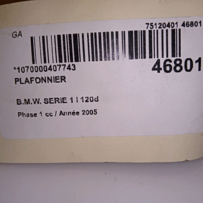 Plafonnier occasion B.M.W. SERIE 1 I Phase 1 05-2004->12-2006 120d 6