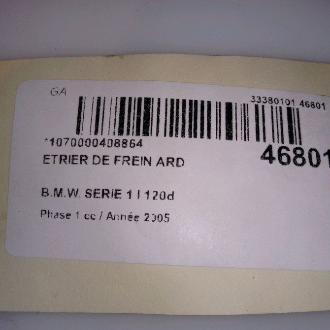 Etrier de frein arrière droit occasion B.M.W. SERIE 1 I Phase 1 05-2004->12-2006 120d 4