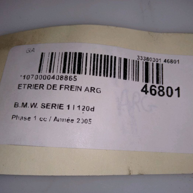 Etrier de frein arrière gauche occasion B.M.W. SERIE 1 I Phase 1 05-2004->12-2006 120d 4