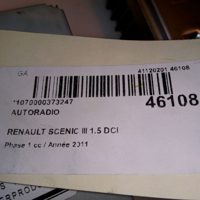 Autoradio occasion RENAULT SCENIC III Phase 1 04-2009->11-2011 1.5 DCI 110ch 281153866R 7