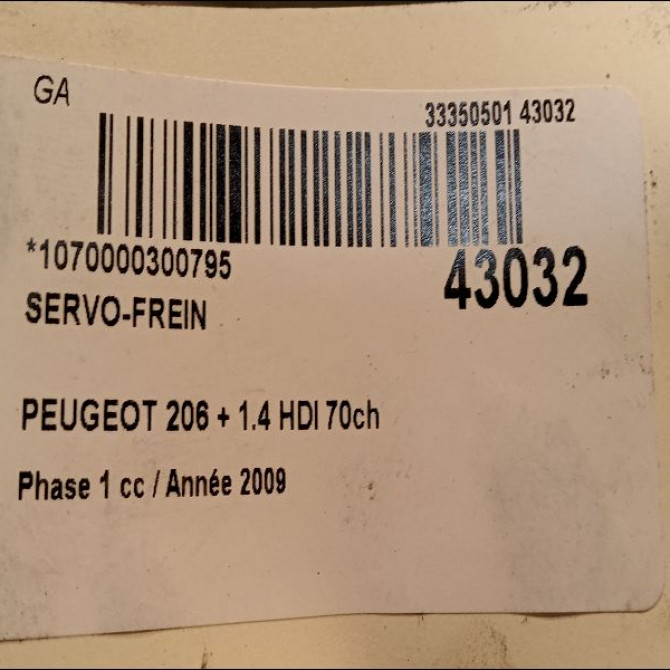 Servo-frein occasion PEUGEOT 206 + Phase 1 03-2009->05-2013 1.4 HDI 70ch 4535T4 3